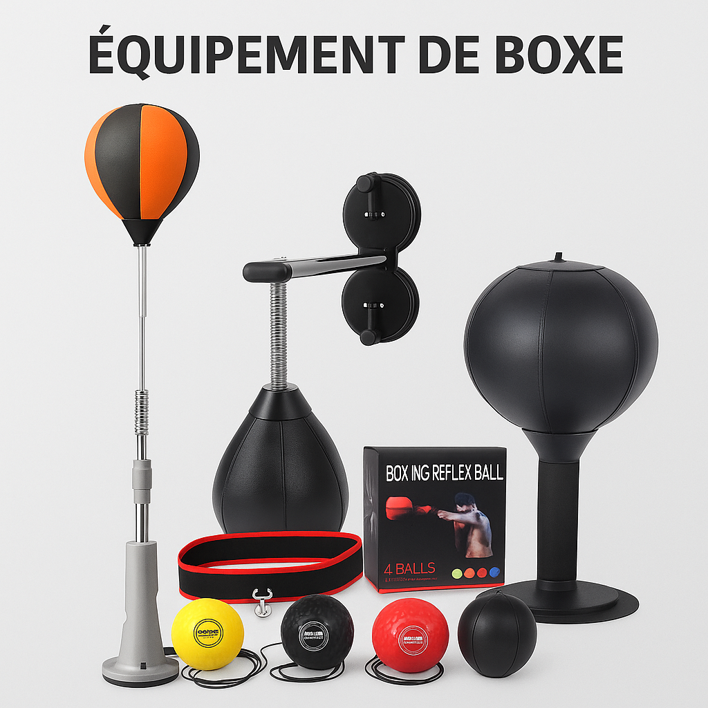 Équipement de boxe+Punching-ball+sacs et balles de réaction