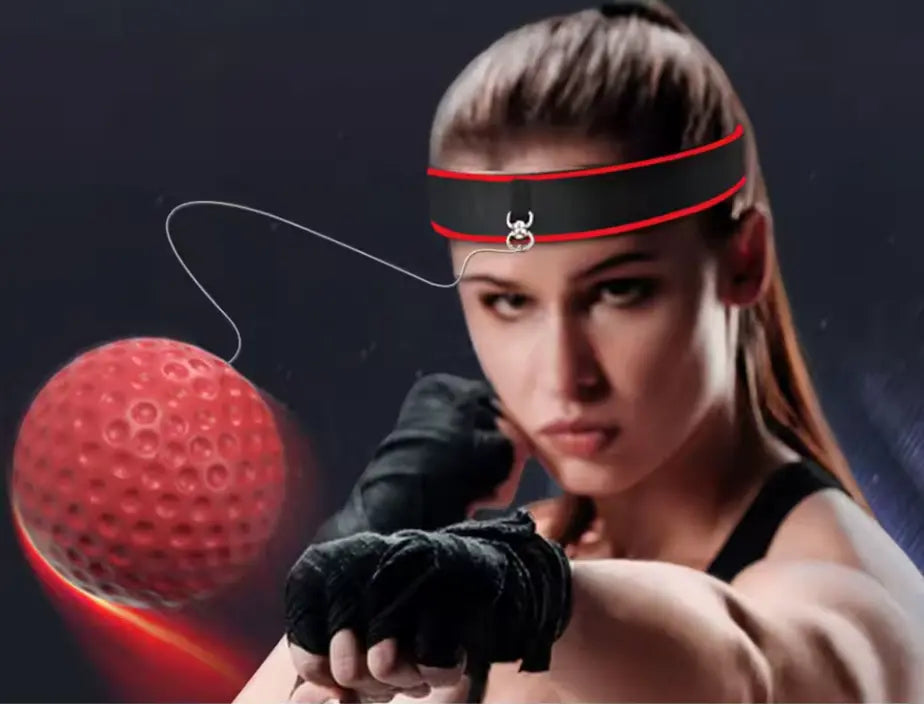 Pack 4 balles de Reflex de Boxe avec 2 Bandeaux–Améliore Réflexes, Vitesse & Coordination punchcore